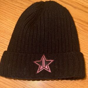 Jeffree Star Black Beanie with Pink Star